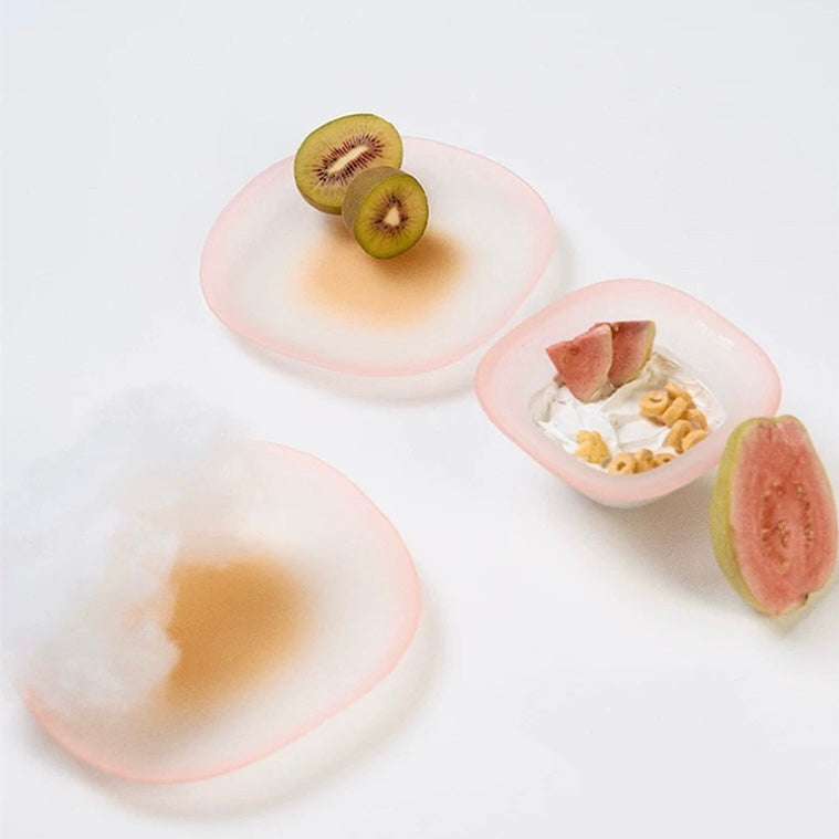 Nubi Rose Mist Frosted Glass Dessertware