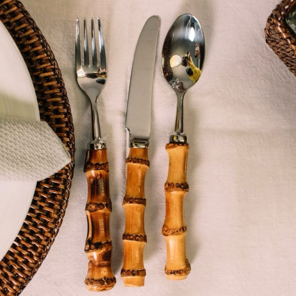 Bamboo Handle Cutlery Set