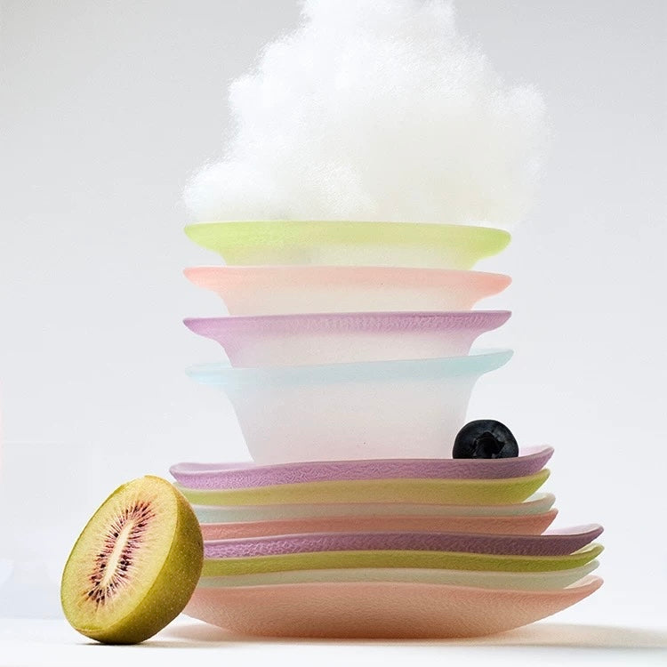 Nubi Rose Mist Frosted Glass Dessertware