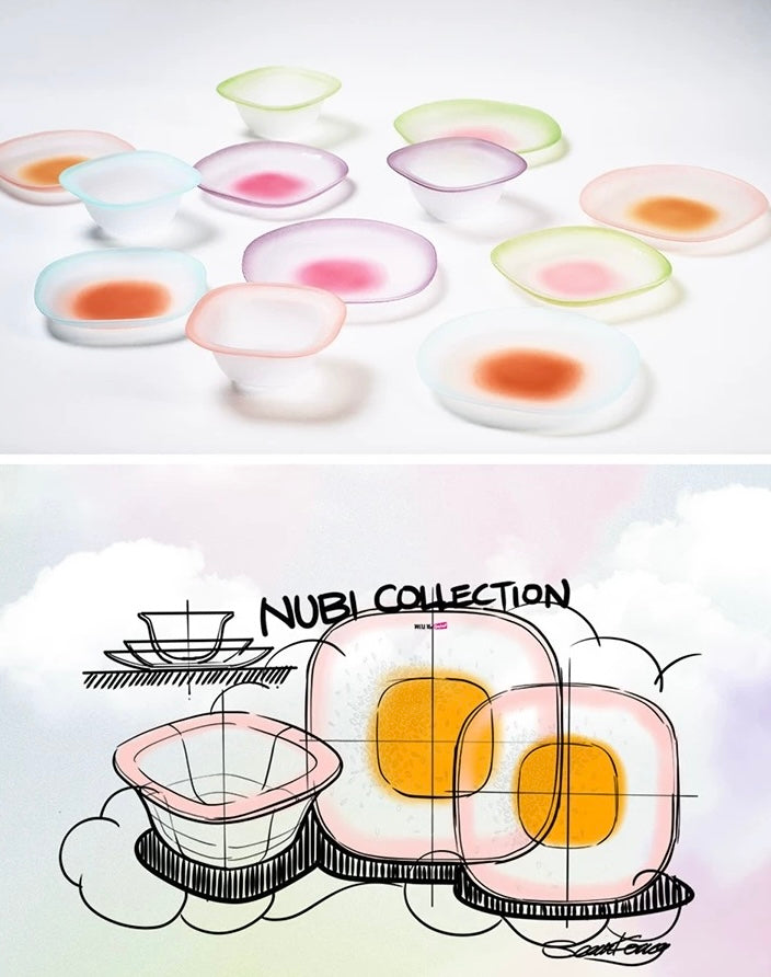 Nubi Mint Mist Frosted Glass Dessertware