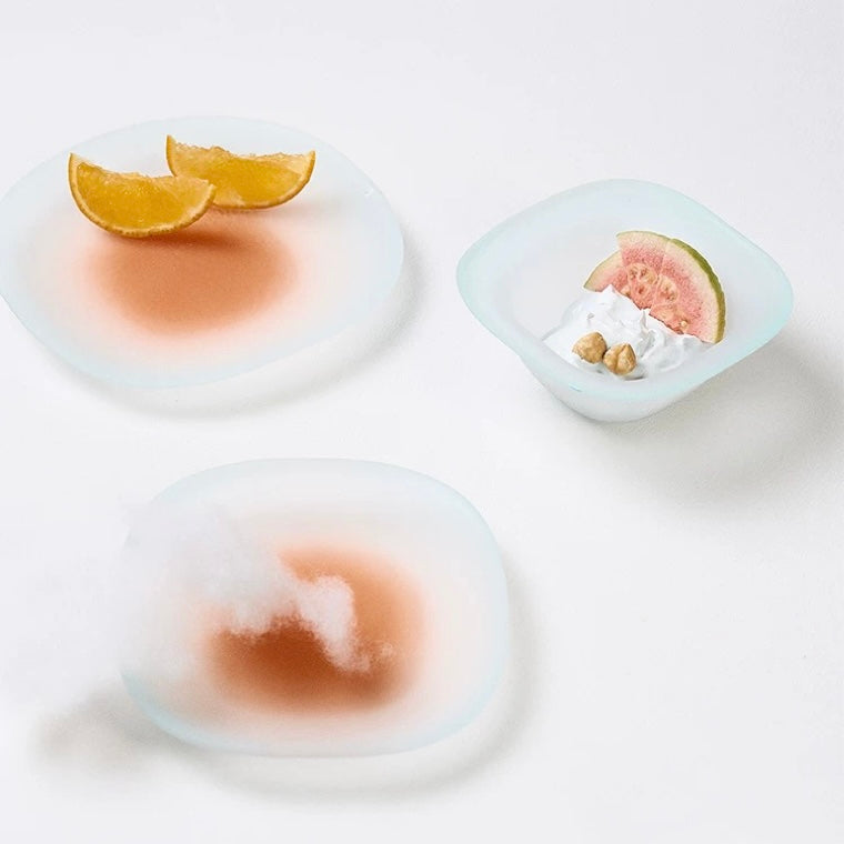 Nubi Azure Mist Frosted Glass Dessertware